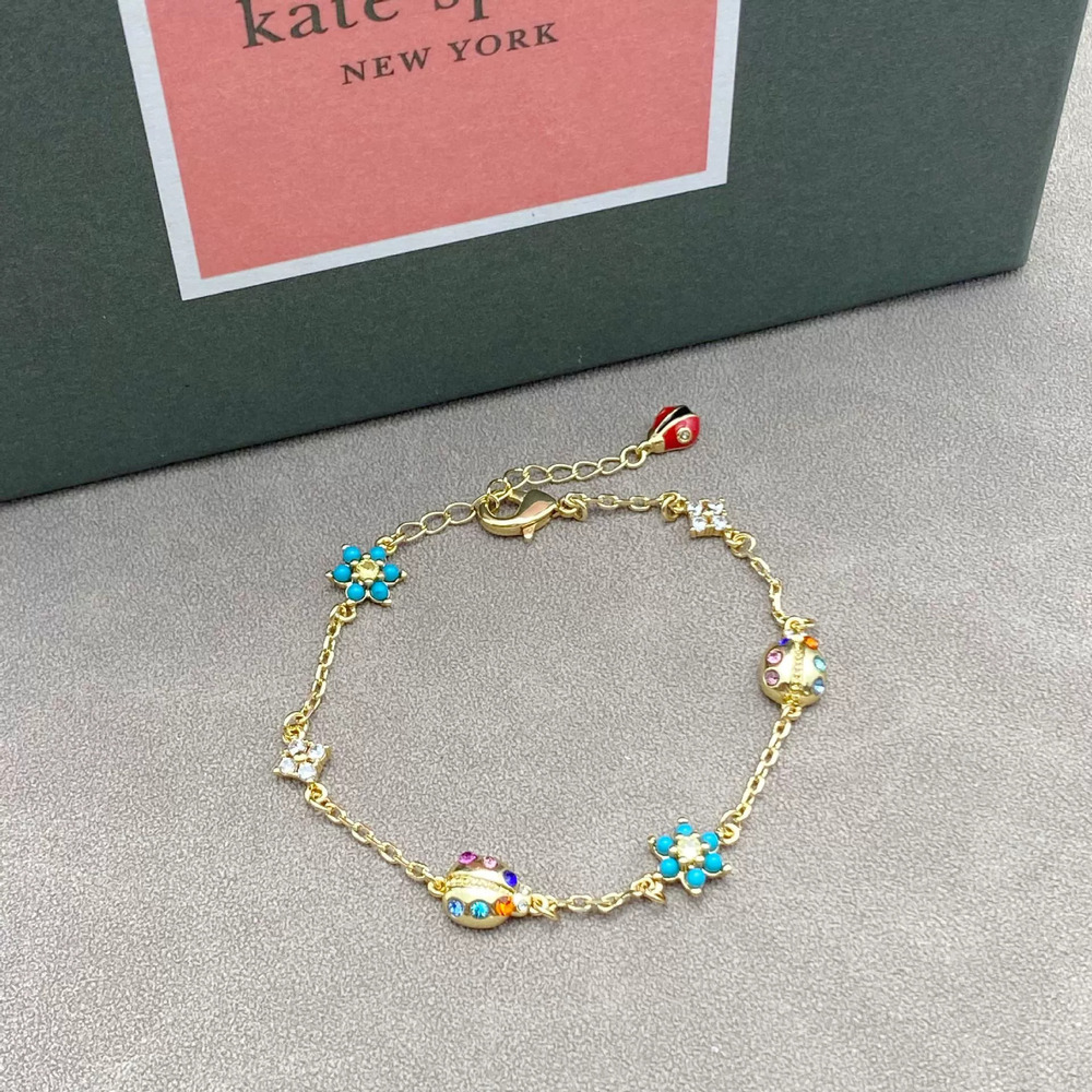 kate spade Rhinestone Zircon Ladybug Flower Bracelet